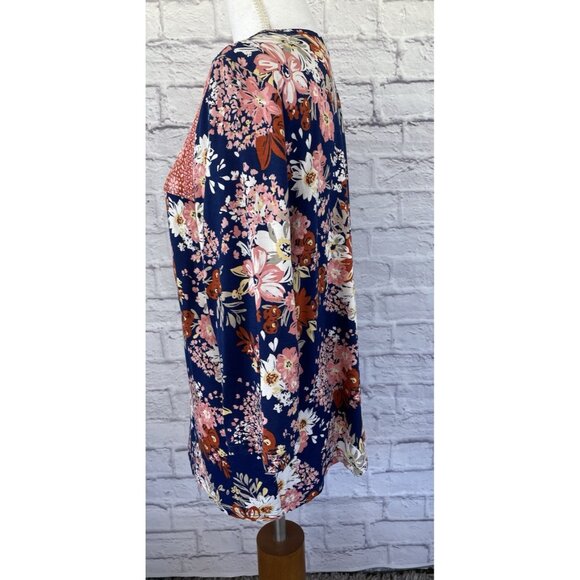 Blair Women's 3/4 Sleeve Multicolor Floral Blouse size Large - Picture 7 of 10